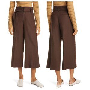 Vince Belted Wide Leg Wool-blend Culottes in Hickory
